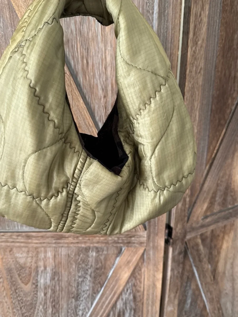 Quilted Olive Green Shoulder Bag